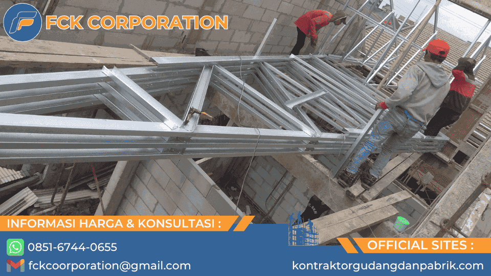 pasang rangka atap baja ringan 1